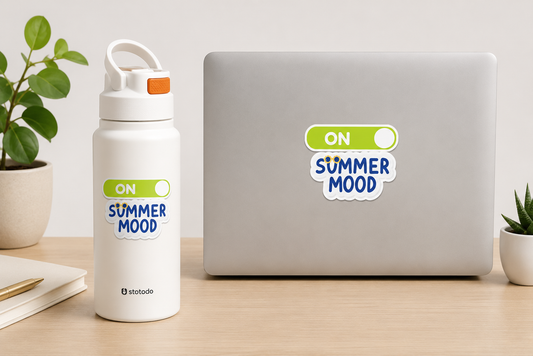Turn On Summer Mood| Premium Kiss-Cut Laptop Sticker