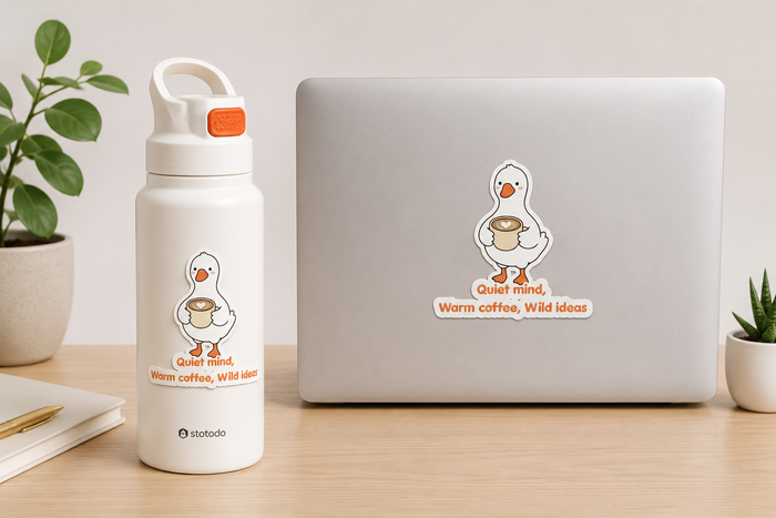 Quiet mind,  Warm coffee, Wild ideas| Premium Kiss-Cut Laptop Sticker