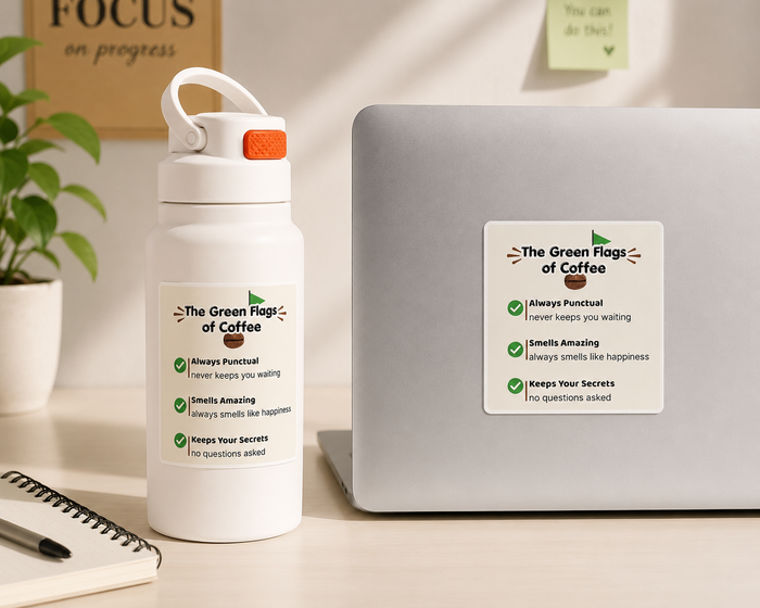 The green flags of coffee| Premium Kiss-Cut Laptop Sticker