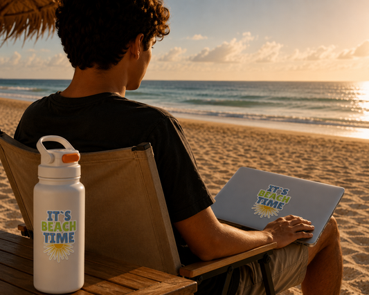 It's Beach Time| Premium Kiss-Cut Laptop Sticker