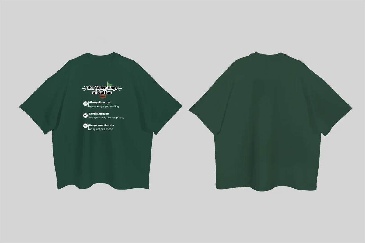 The Green Flags of Coffee| Boulevard Oversized T-Shirt