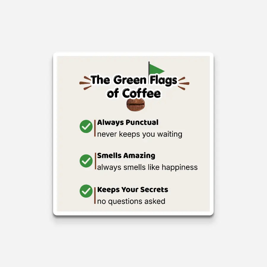 The green flags of coffee| Premium Kiss-Cut Laptop Sticker
