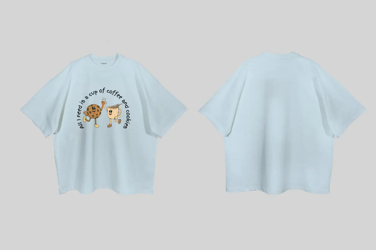 All I need is a cup of coffee and cookies| Boulevard Oversized T-Shirt
