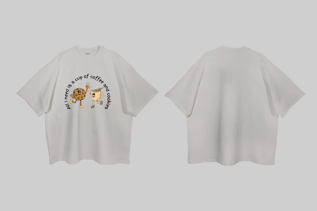 All I need is a cup of coffee and cookies| Boulevard Oversized T-Shirt