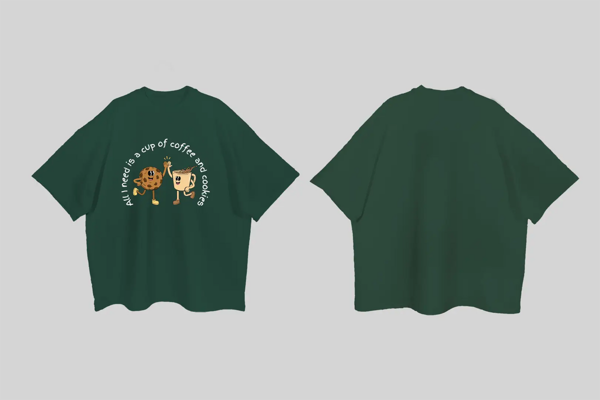 All I need is a cup of coffee and cookies| Boulevard Oversized T-Shirt